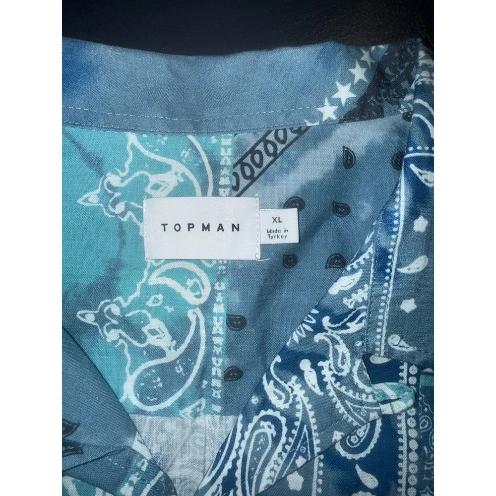 Topman Short Sleeve Button Down Blues Bandana Shirt Summer Vacation Beach‎ Fun